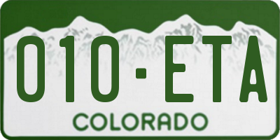 CO license plate 010ETA