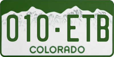 CO license plate 010ETB