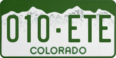 CO license plate 010ETE