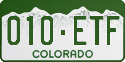 CO license plate 010ETF