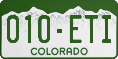 CO license plate 010ETI
