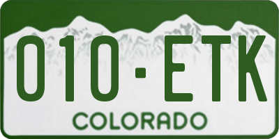 CO license plate 010ETK