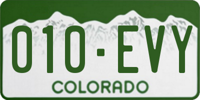 CO license plate 010EVY