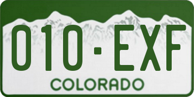 CO license plate 010EXF