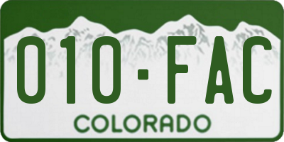 CO license plate 010FAC