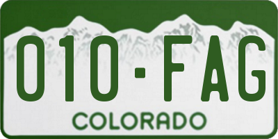 CO license plate 010FAG