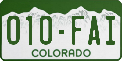 CO license plate 010FAI
