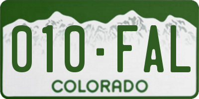 CO license plate 010FAL