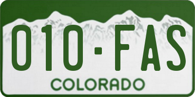 CO license plate 010FAS