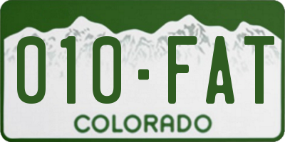 CO license plate 010FAT