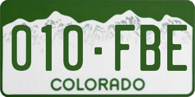 CO license plate 010FBE