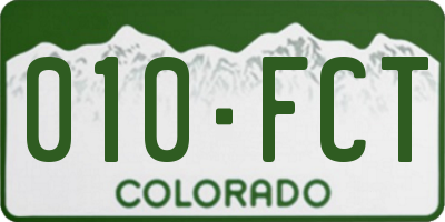 CO license plate 010FCT