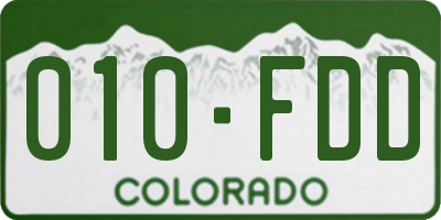 CO license plate 010FDD