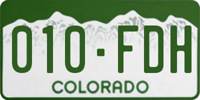 CO license plate 010FDH