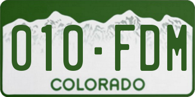 CO license plate 010FDM