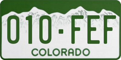 CO license plate 010FEF