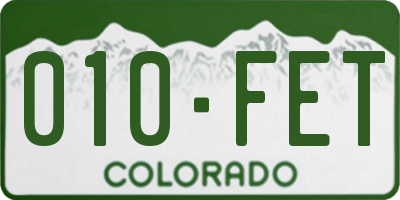 CO license plate 010FET