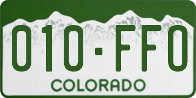 CO license plate 010FFO