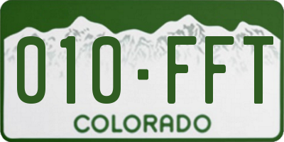 CO license plate 010FFT