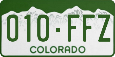 CO license plate 010FFZ
