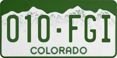 CO license plate 010FGI
