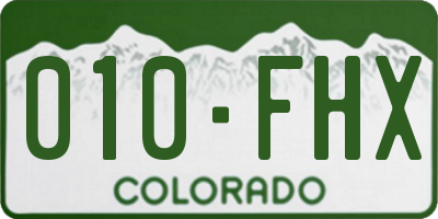CO license plate 010FHX