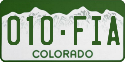 CO license plate 010FIA