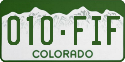 CO license plate 010FIF