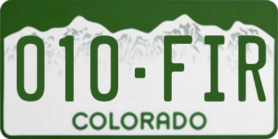 CO license plate 010FIR