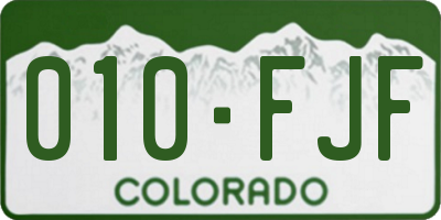 CO license plate 010FJF
