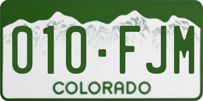 CO license plate 010FJM