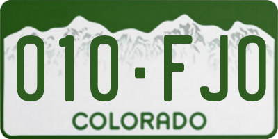 CO license plate 010FJO