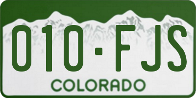 CO license plate 010FJS