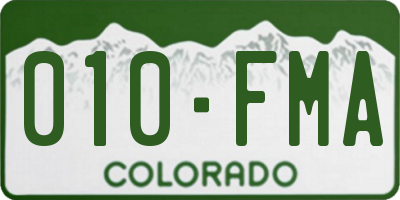 CO license plate 010FMA