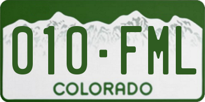 CO license plate 010FML