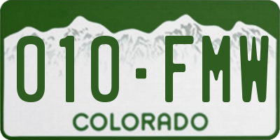 CO license plate 010FMW
