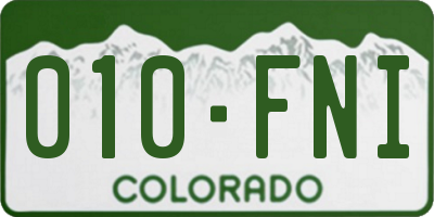 CO license plate 010FNI