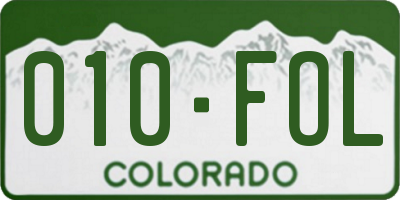 CO license plate 010FOL