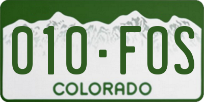 CO license plate 010FOS
