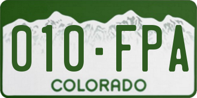 CO license plate 010FPA