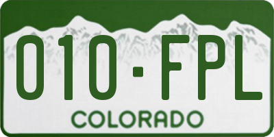 CO license plate 010FPL