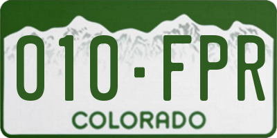 CO license plate 010FPR