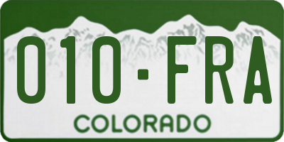 CO license plate 010FRA