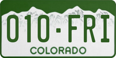 CO license plate 010FRI
