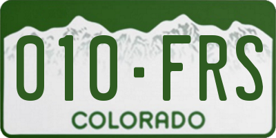 CO license plate 010FRS