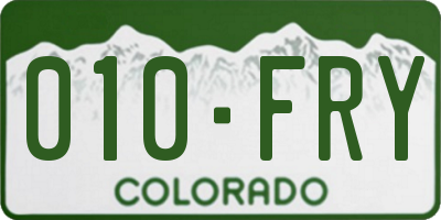 CO license plate 010FRY