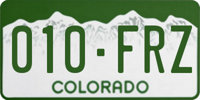 CO license plate 010FRZ