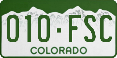 CO license plate 010FSC