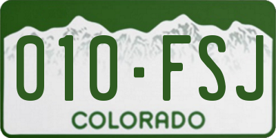 CO license plate 010FSJ