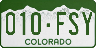 CO license plate 010FSY